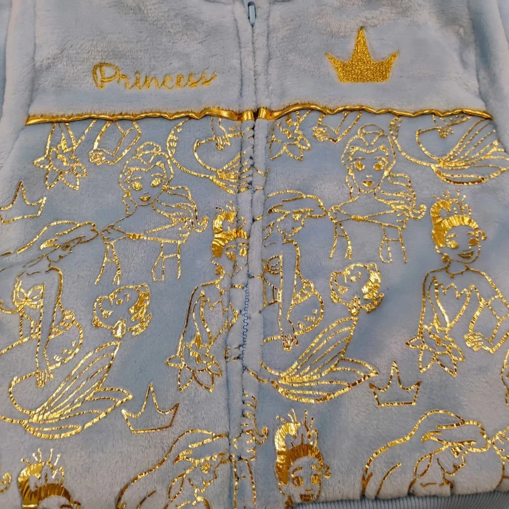 Disney Princess Jacket Coat Girls Toddler Hoodie Light Blue Gold Pink Sherpa  3T